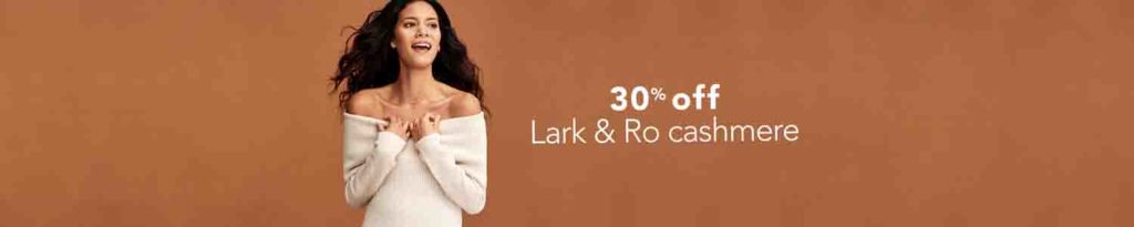 30% off holiday promo for Lark & Ro cashmere Amazon