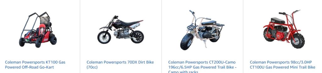 Promo code '20IRWINDALE' for 20% off Coleman Powersports 