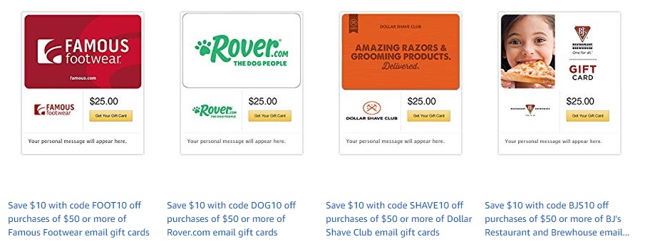  promo codes at Amazon Gift Cards Brand, offering