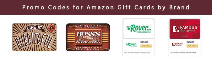 promo codes at Amazon Gift Cards Brand, offering