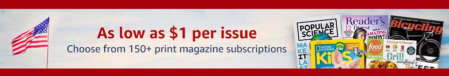 Flash promo on subscriptions to top print & digital magazines Amazon