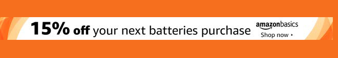 Promo code 'POWER15' for 15% off AmazonBasics batteries